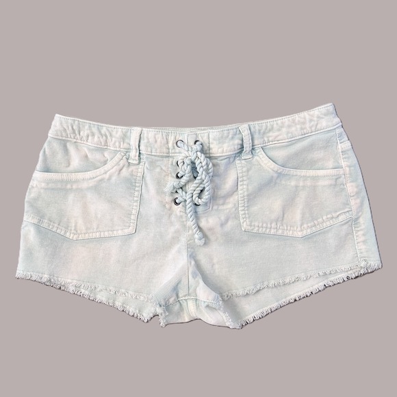 Victoria's Secret Pants - Victoria's Secret Boyfriend Short Corduroy Lace Up Blue Acid Wash Size 8